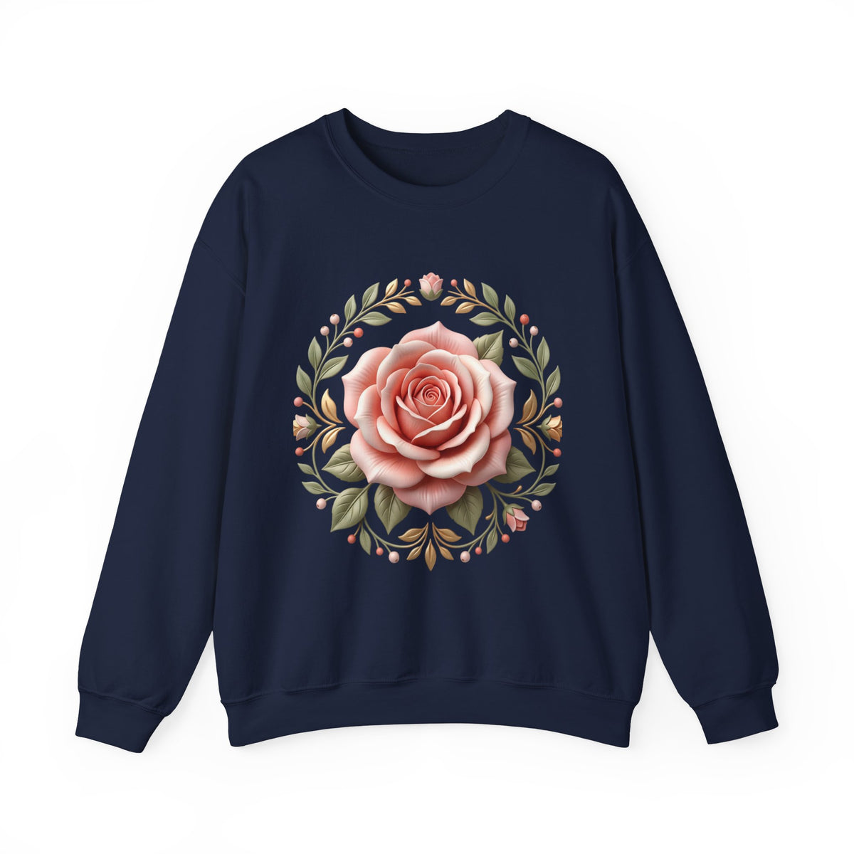 Rose Wreath Crewneck Sweatshirt — Vintage Floral Rose Pullover