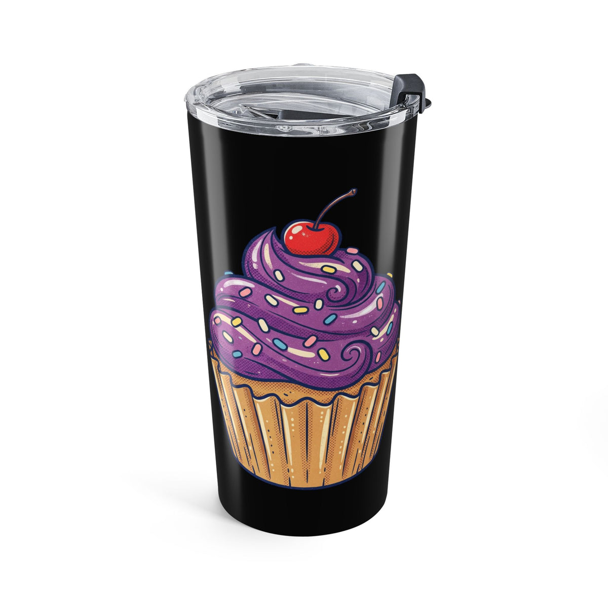 20oz Purple Cupcake Travel Tumbler Black – Insulated Coffee & Tea Cup