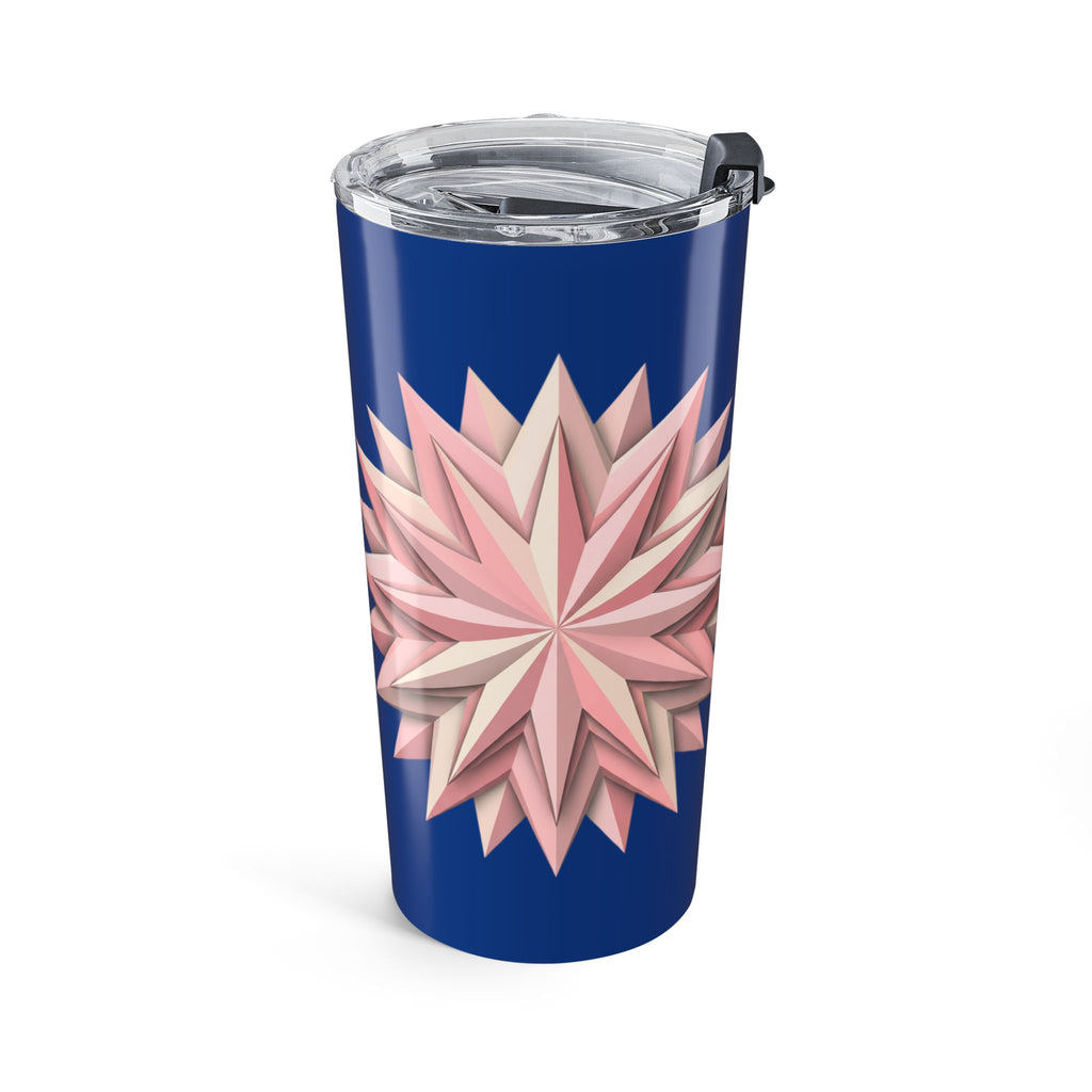 20oz Floral Star Tumbler — Blue & Blush Geometric Flower Travel Cup