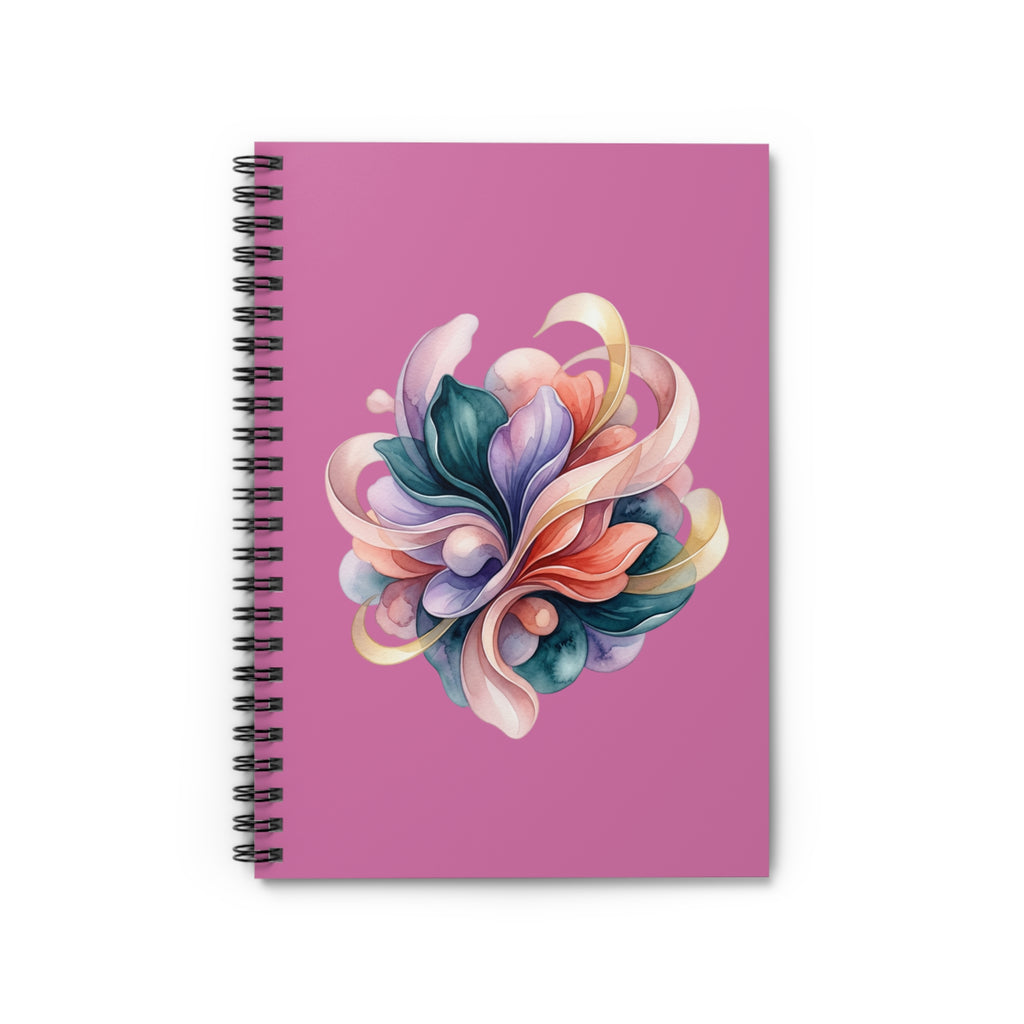 Floral Swirl Spiral Notebook — Pink Ruled Journal for Notes & Sketches