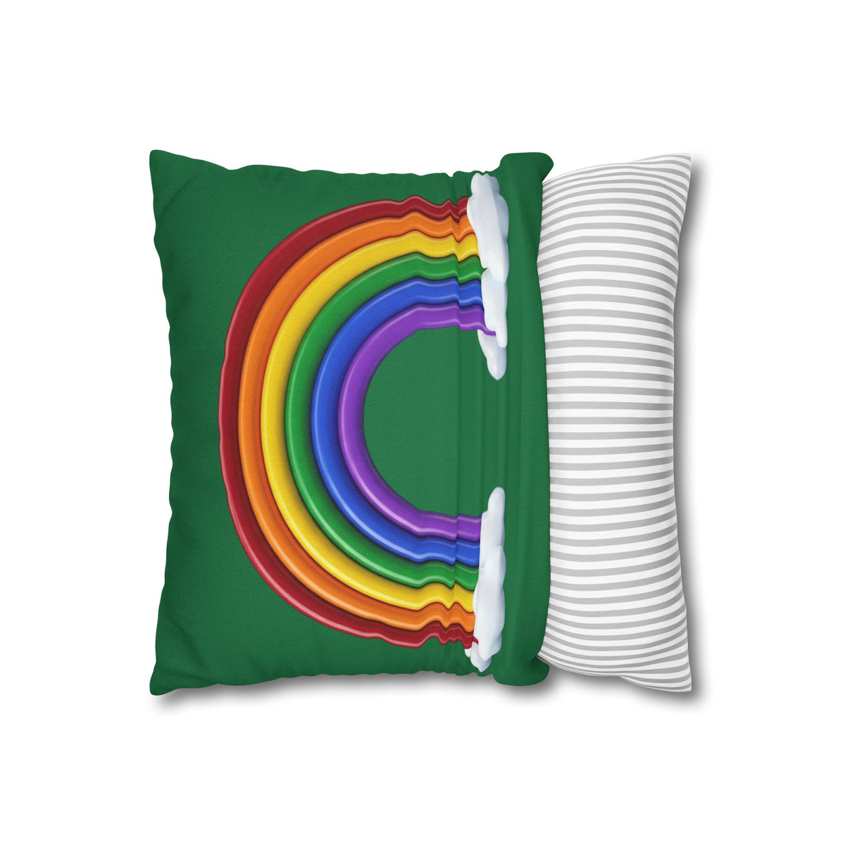 Rainbow Dark Green Spun Polyester Square Pillowcase