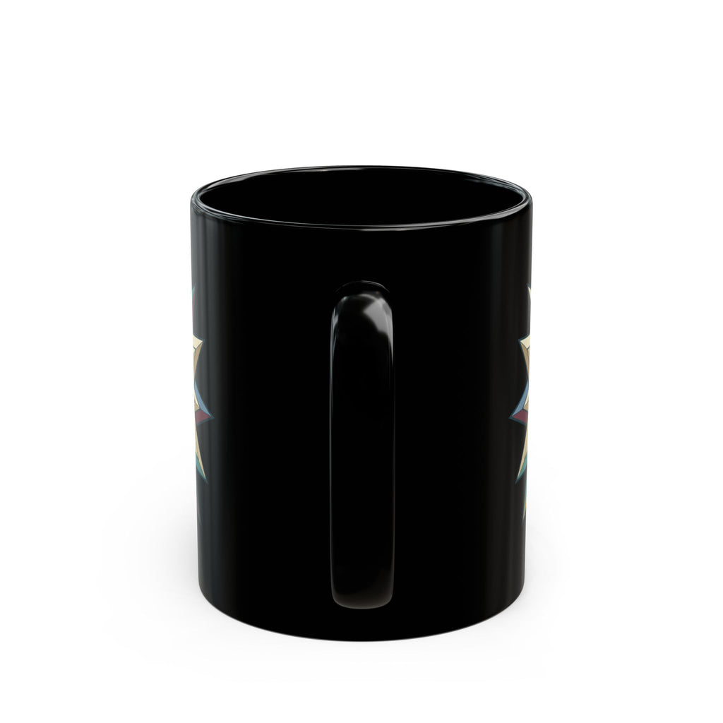 Geometric Starburst Black Ceramic Mug — 11oz & 15oz