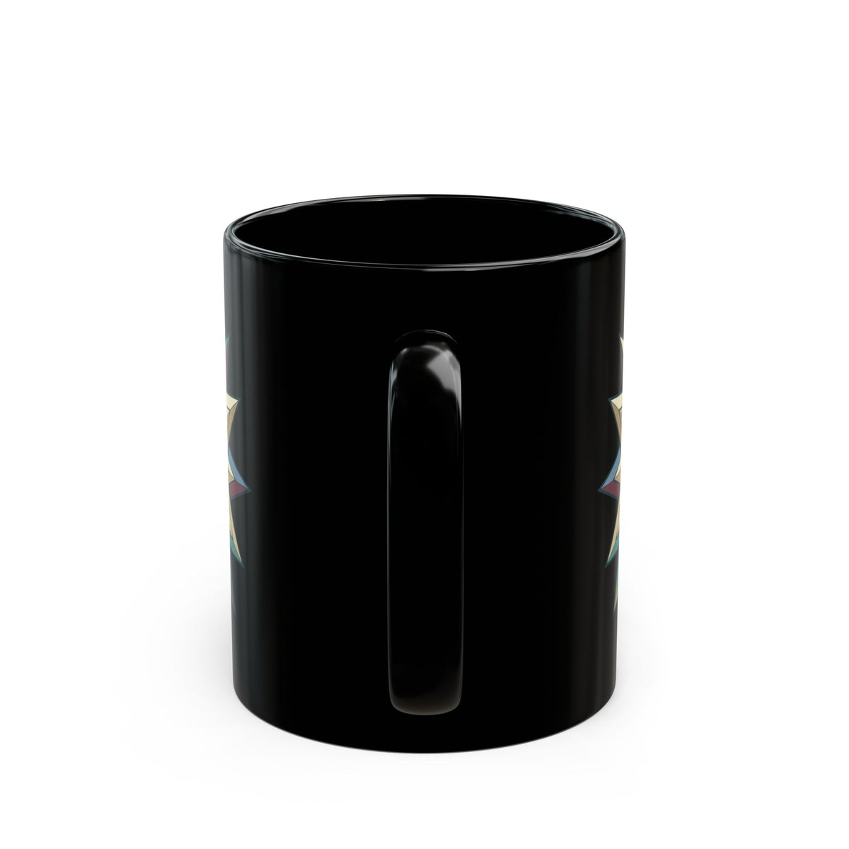 Geometric Starburst Black Ceramic Mug — 11oz & 15oz