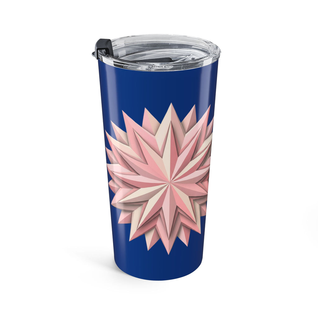 20oz Floral Star Tumbler — Blue & Blush Geometric Flower Travel Cup