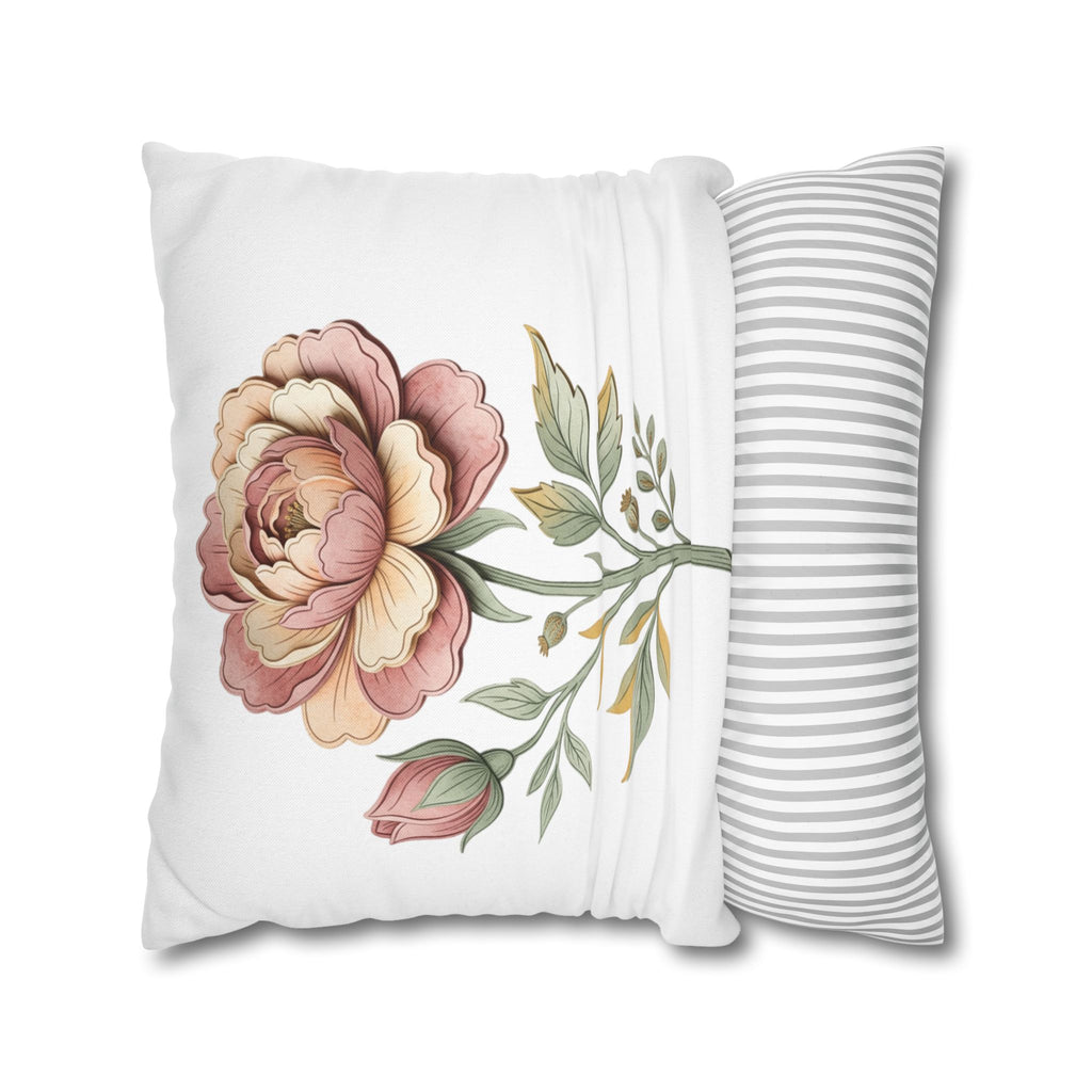Floral Rose Spun Polyester Square Pillowcase
