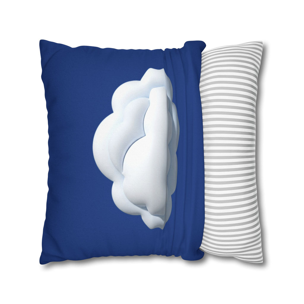 Cloud Navy Pillowcase – Soft White Cloud Design on Blue Square Pillow
