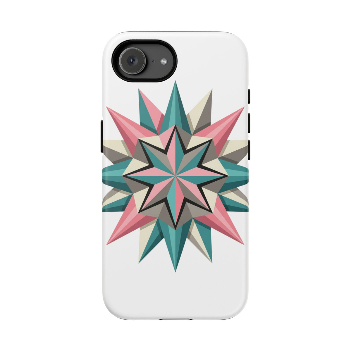 Geometric Star Tough Phone Case – Pink Teal Compass Design