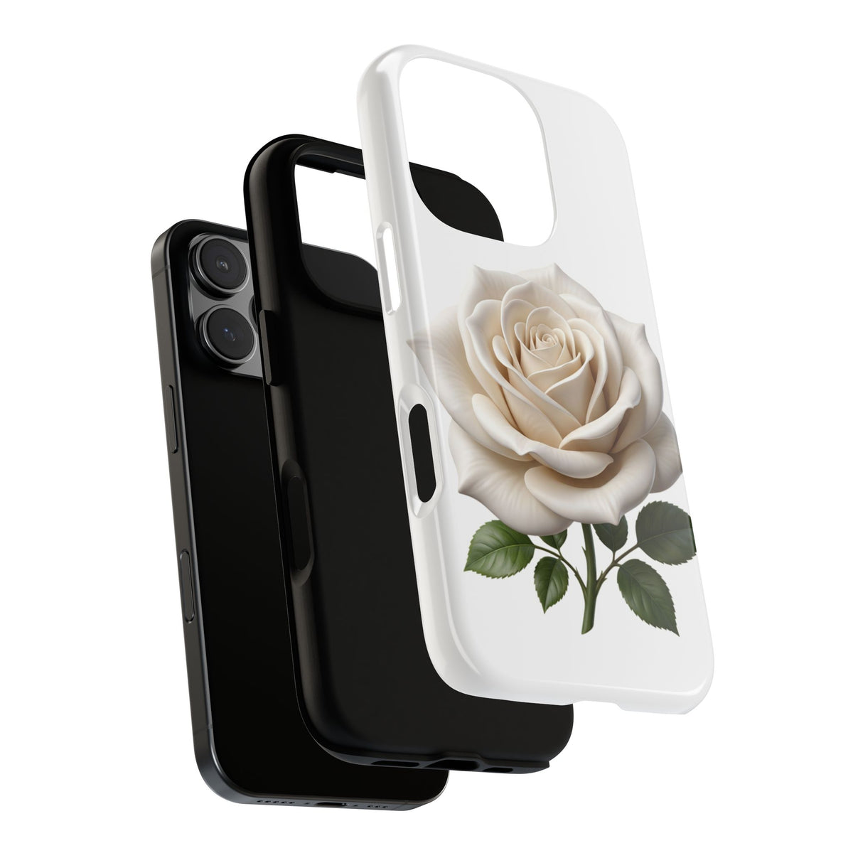 White Rose Tough Phone Case – Elegant Floral Protective Cover