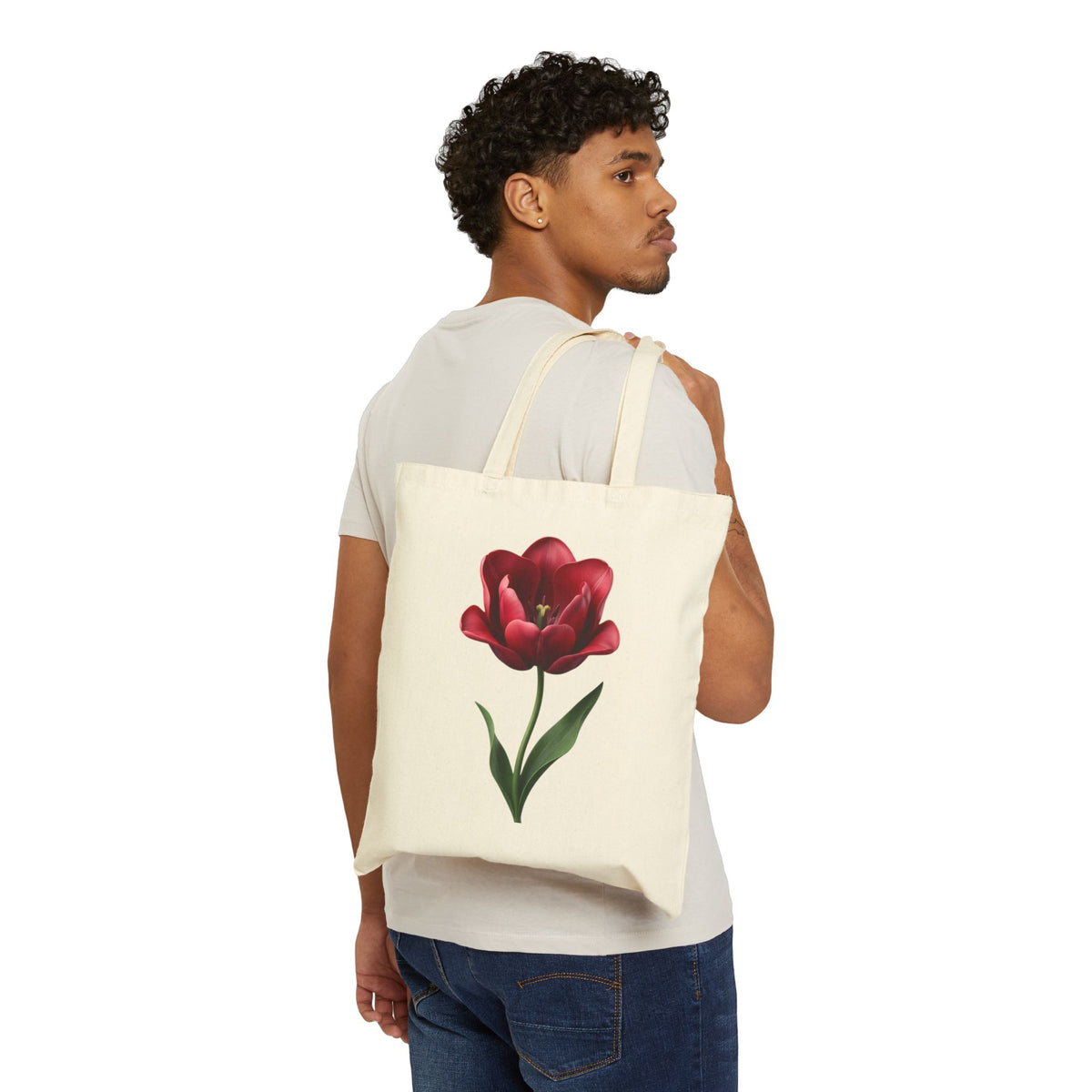 Red Tulip Canvas Tote Bag