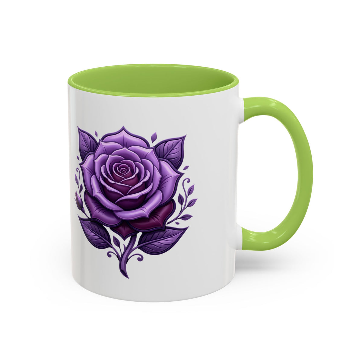 Purple Rose Accent Coffee Mug — Floral Gothic Tea Cup for Women & Gifts