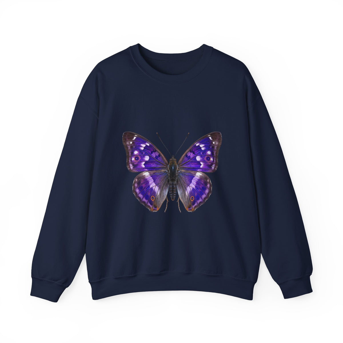 Purple Butterfly Crewneck Sweatshirt — Vibrant Nature Graphic Pullover