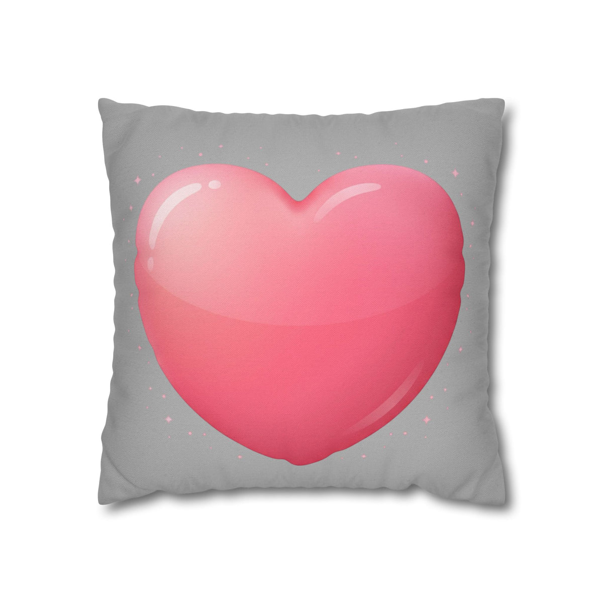 Pink Heart Grey Spun Polyester Square Pillowcase