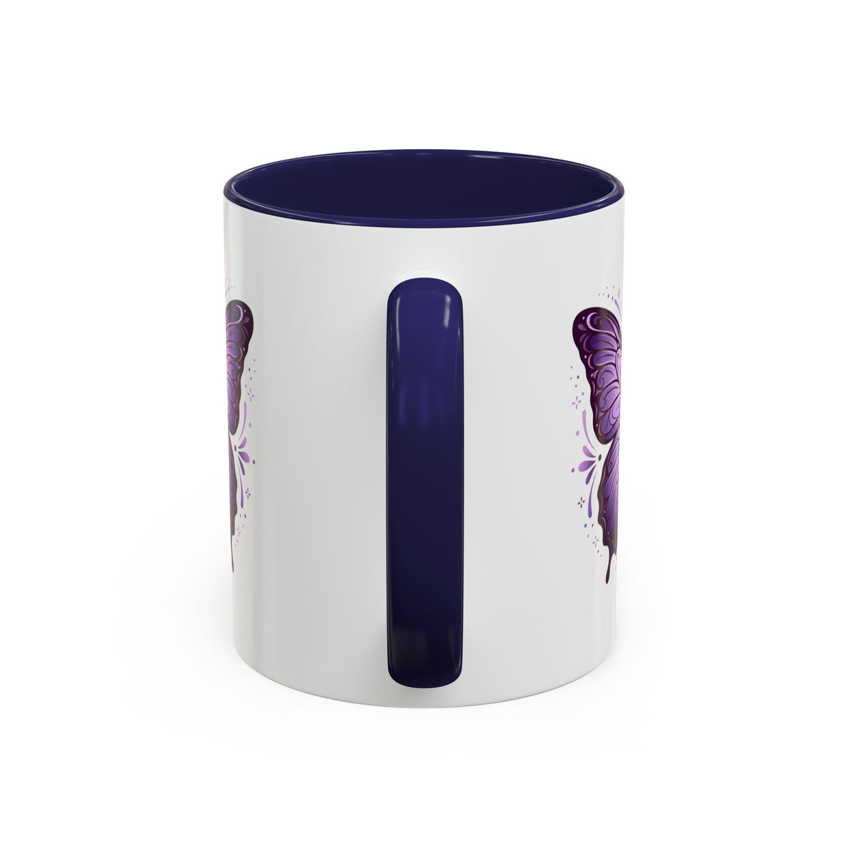 Purple Butterfly Accent Coffee Mug — 11oz & 15oz Decorative Tea Cup
