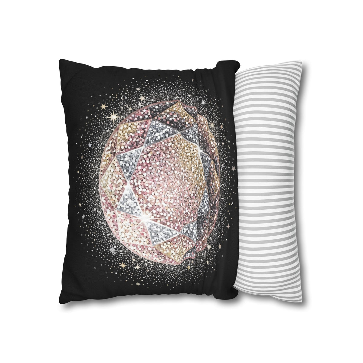 Glittery Black Spun Polyester Square Pillowcase