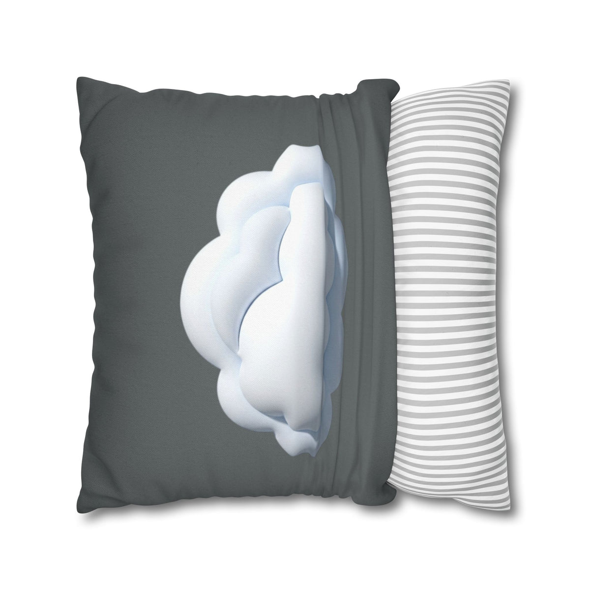 Cloud Graphic Dark Grey Pillowcase — Whimsical Grey Decorative Throw Pillow Cover