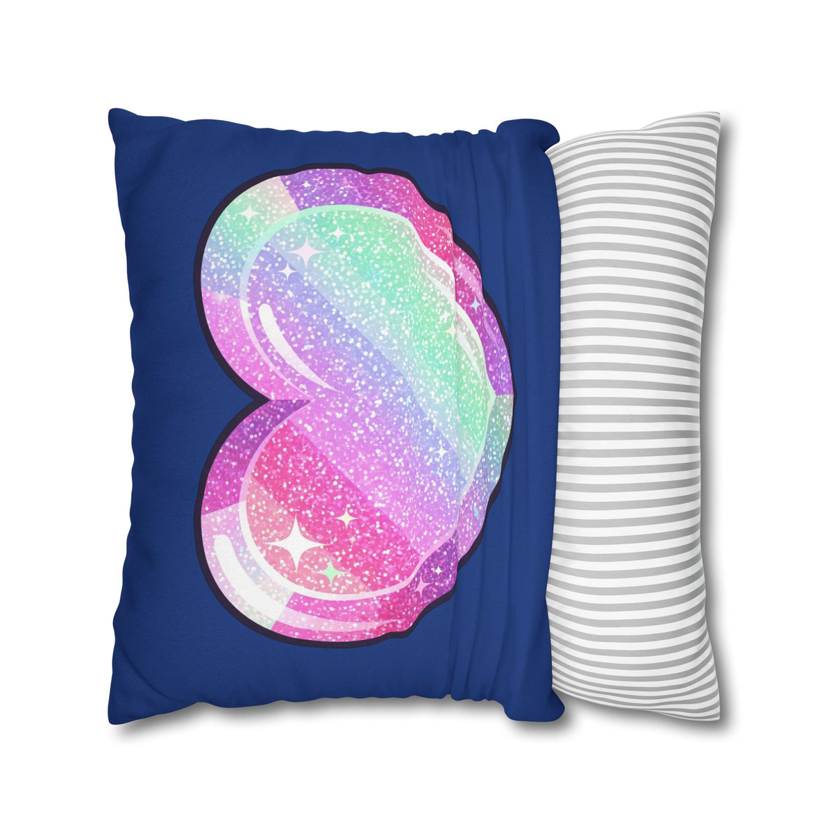 Pastel Glitter Heart Pillowcase Spun Polyester Square Pillowcase- Navy