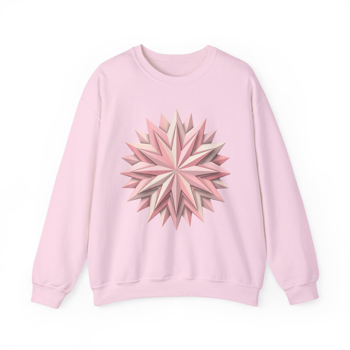 Starburst Polygon Crewneck Sweatshirt — Pink Geometric Floral Graphic