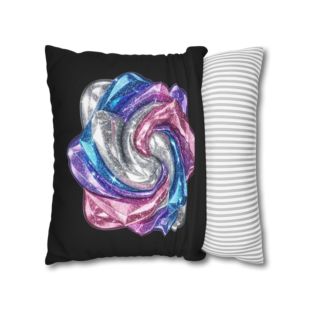 3D Glitter Design Black Spun Polyester Square Pillowcase