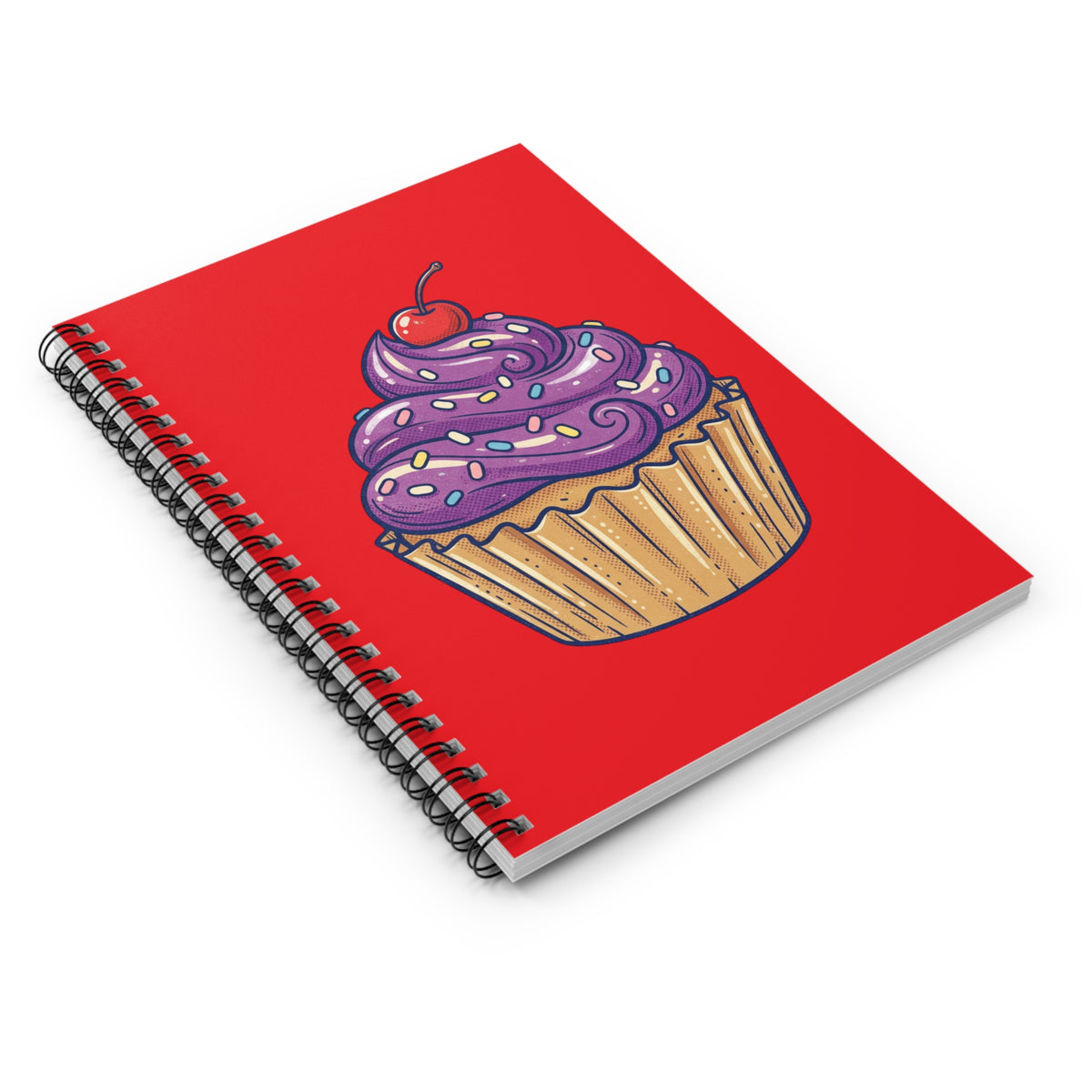 Cupcake Red Notebook — Purple Frosting Spiral Journal (Ruled)