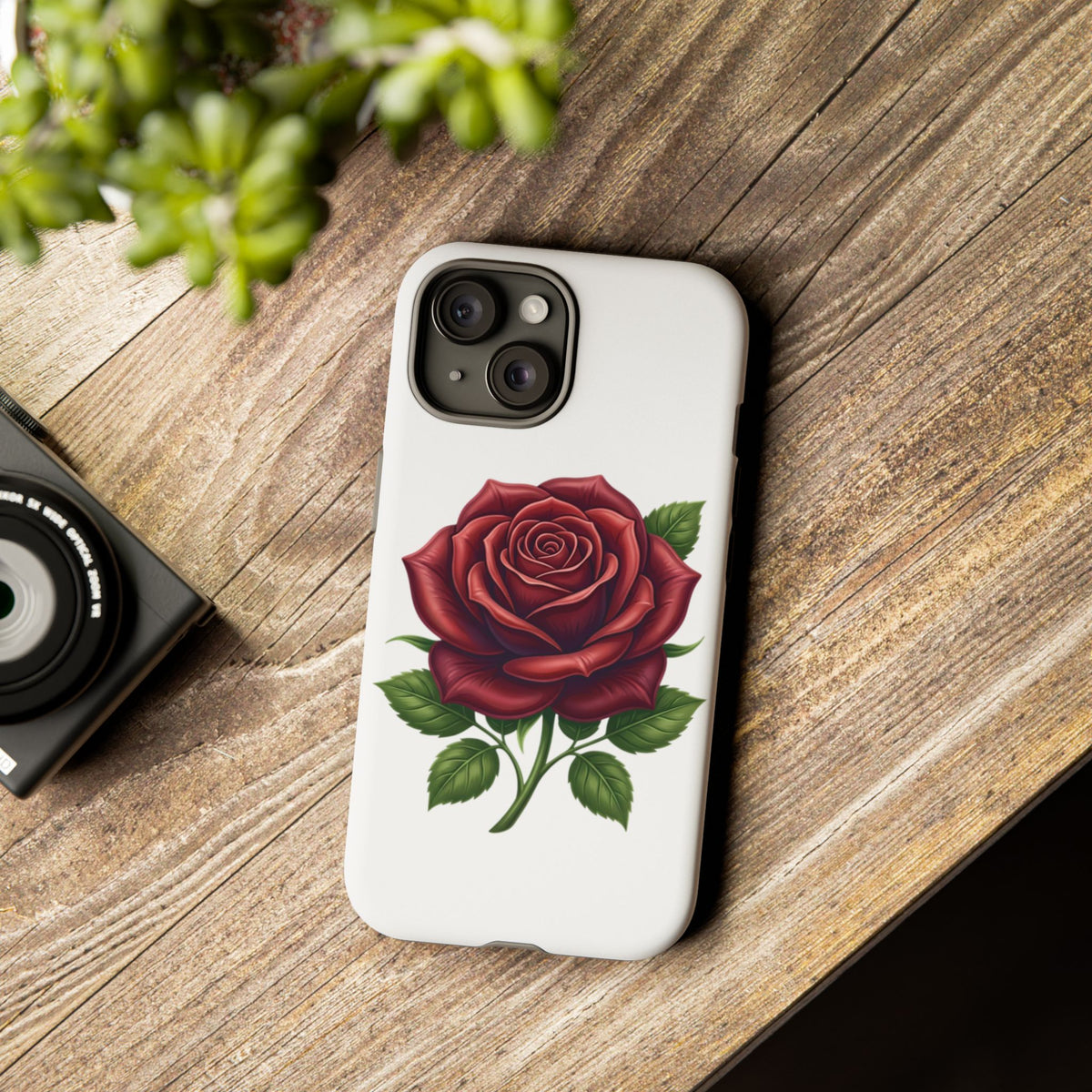 Rose Phone Case — Vintage Red Rose Floral Protective Cover