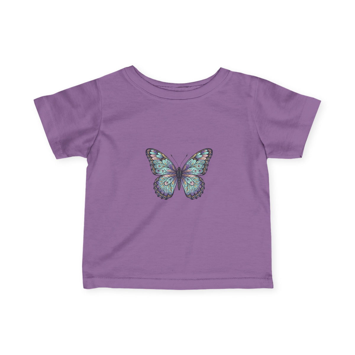Infant Butterfly Tee — Pastel Blue Floral Butterfly Baby Shirt
