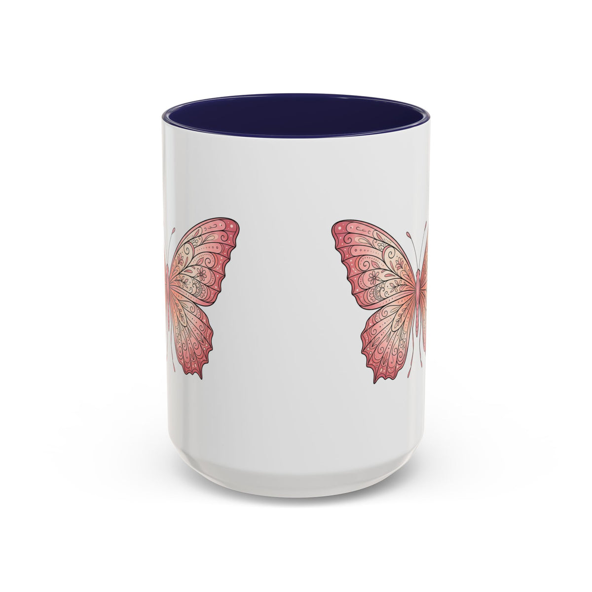 Pink Watercolor Butterfly Accent Coffee Mug — Floral Boho Tea & Coffee Cup (11/15oz)