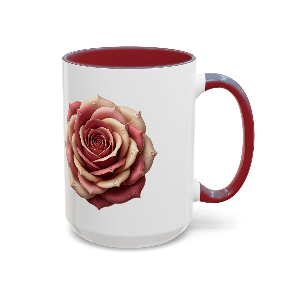 Rose Waterdrop Accent Coffee Mug — Floral 11/15oz
