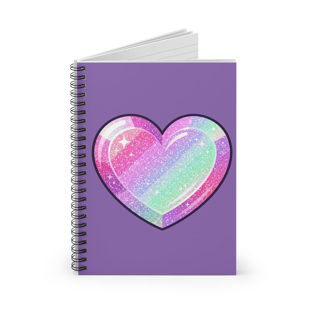 Sparkle Pastel Heart Spiral Notebook — Ruled Journal for Teens & Gift- Light Purple