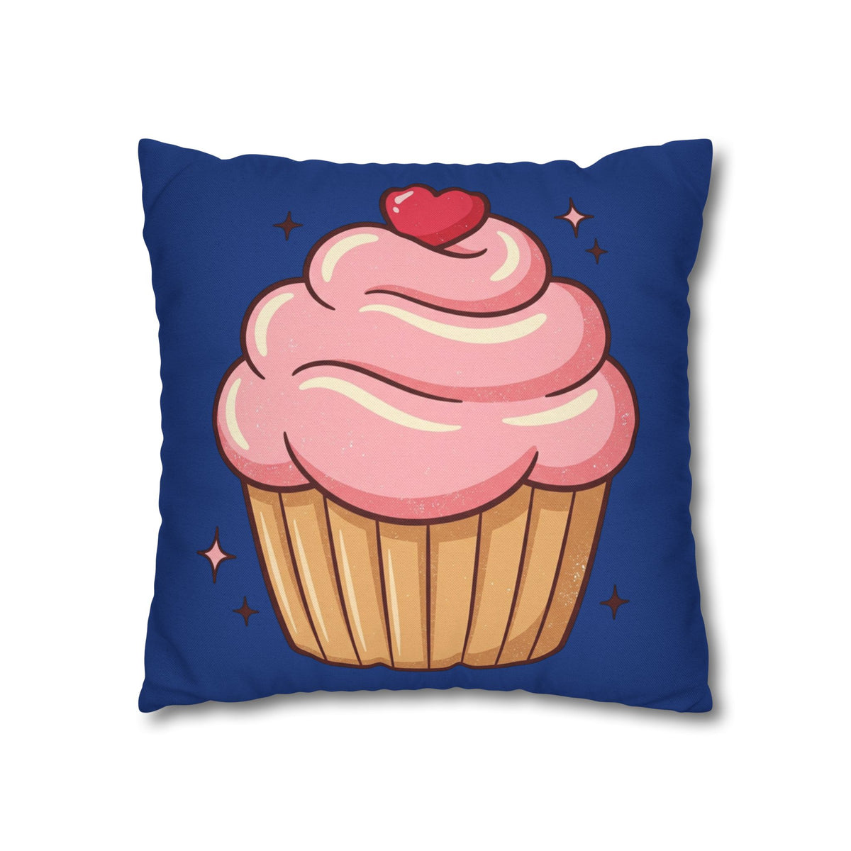 Pink Cupcake Spun Polyester Square Pillowcase- Navy