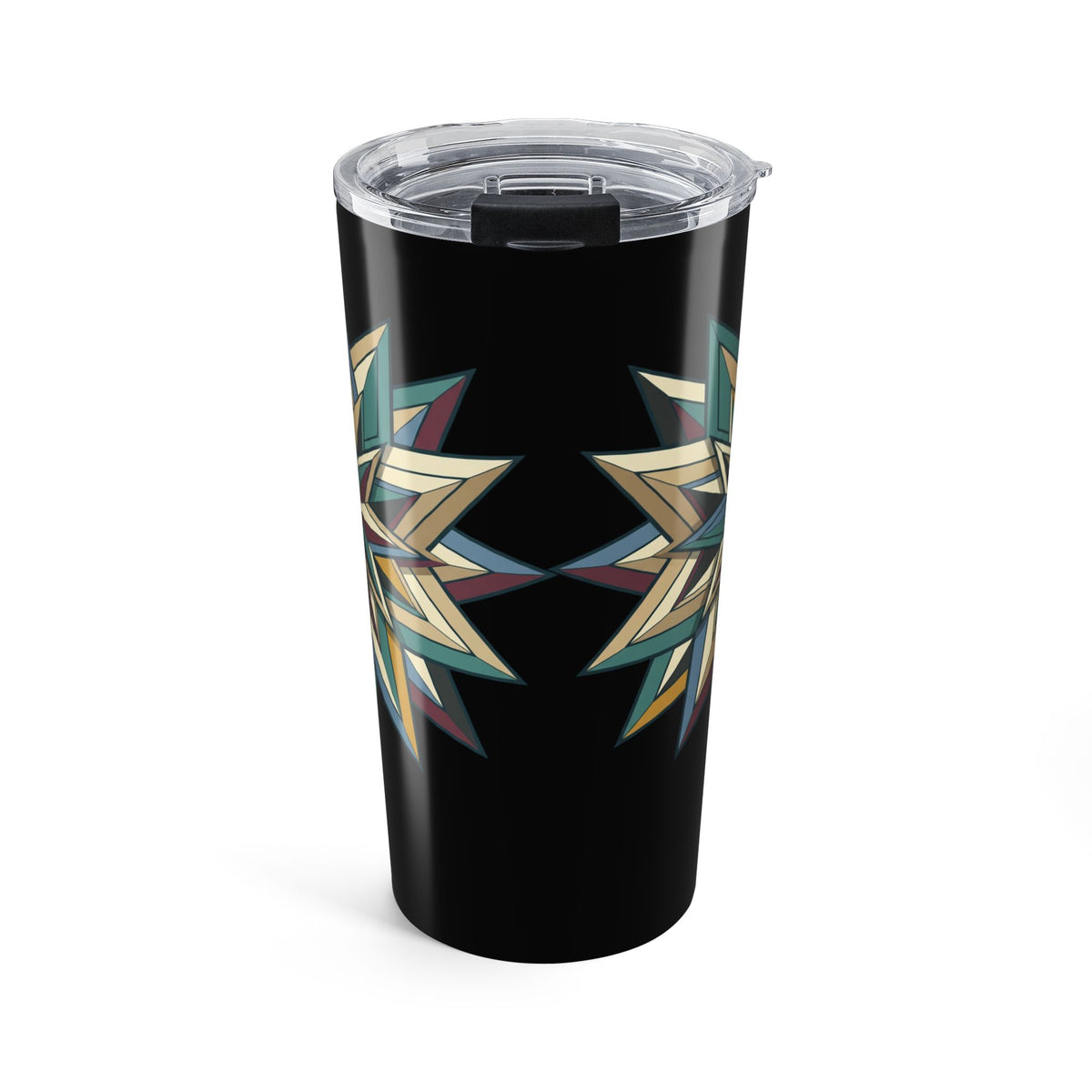 20oz Geometric Star Tumbler — Insulated Stainless Travel Cup- Black