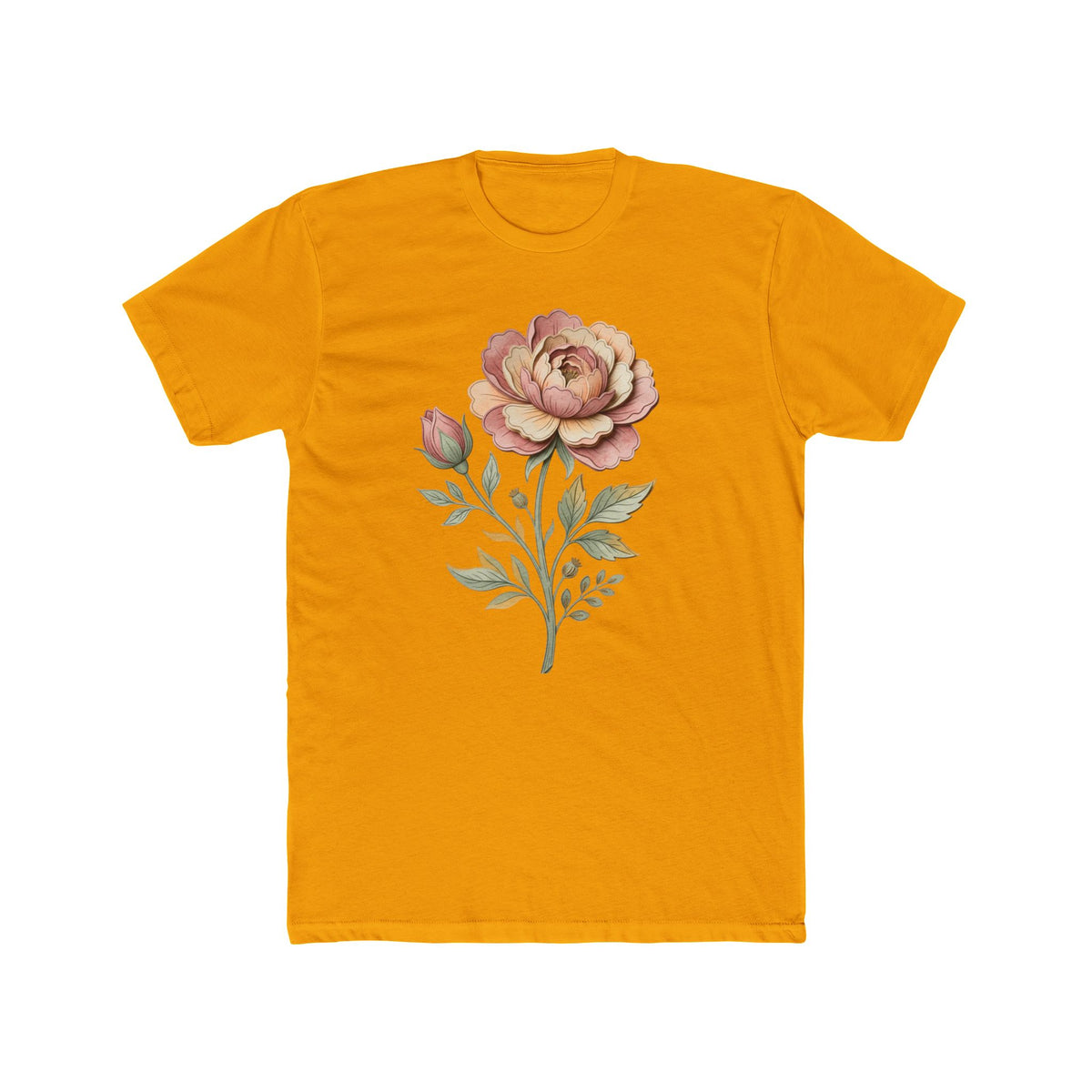 Floral Rose Crew Tee — Vintage Watercolor Peony T-Shirt