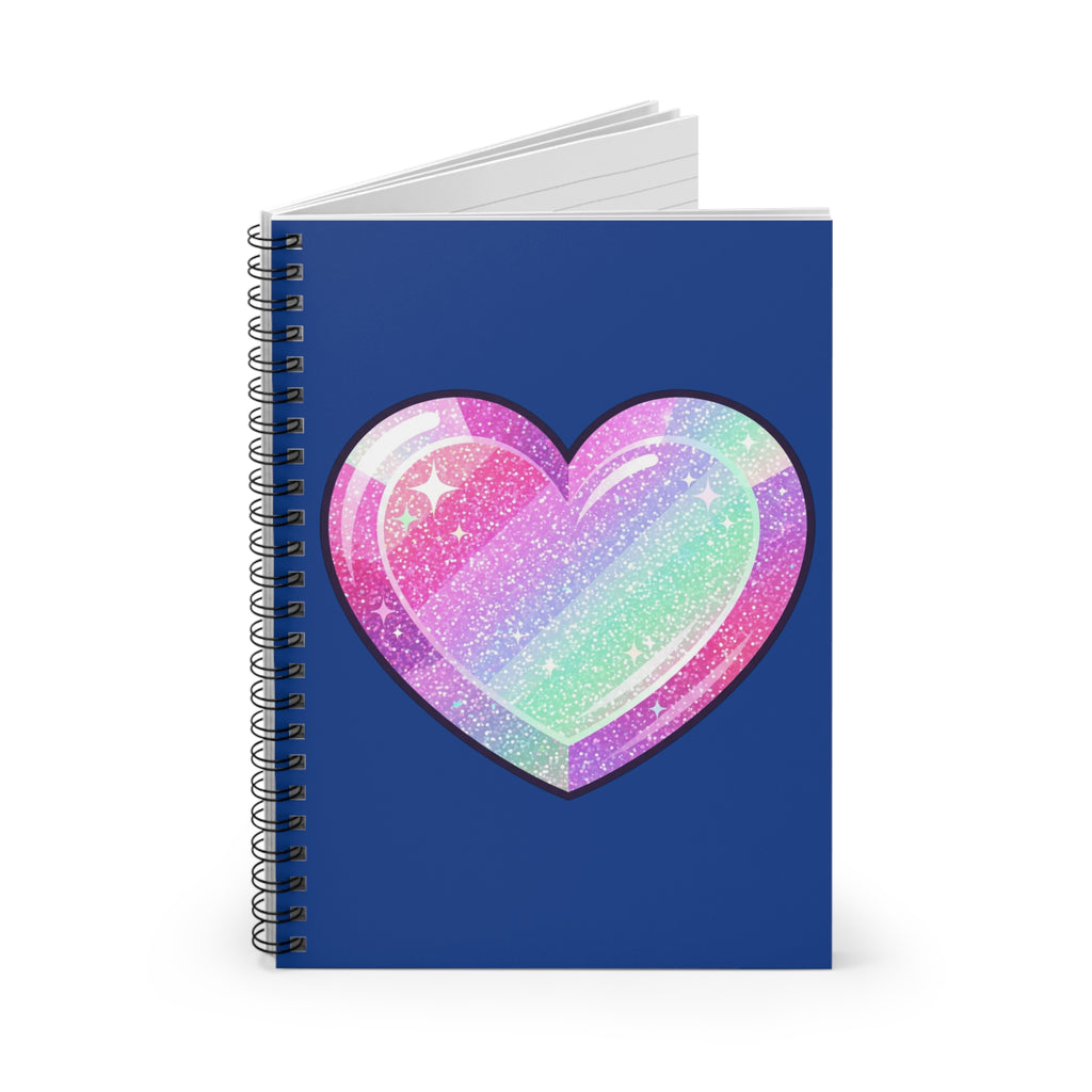Glitter Pastel Heart Spiral Notebook — Ruled Journal for Teens & Gifts- Navy