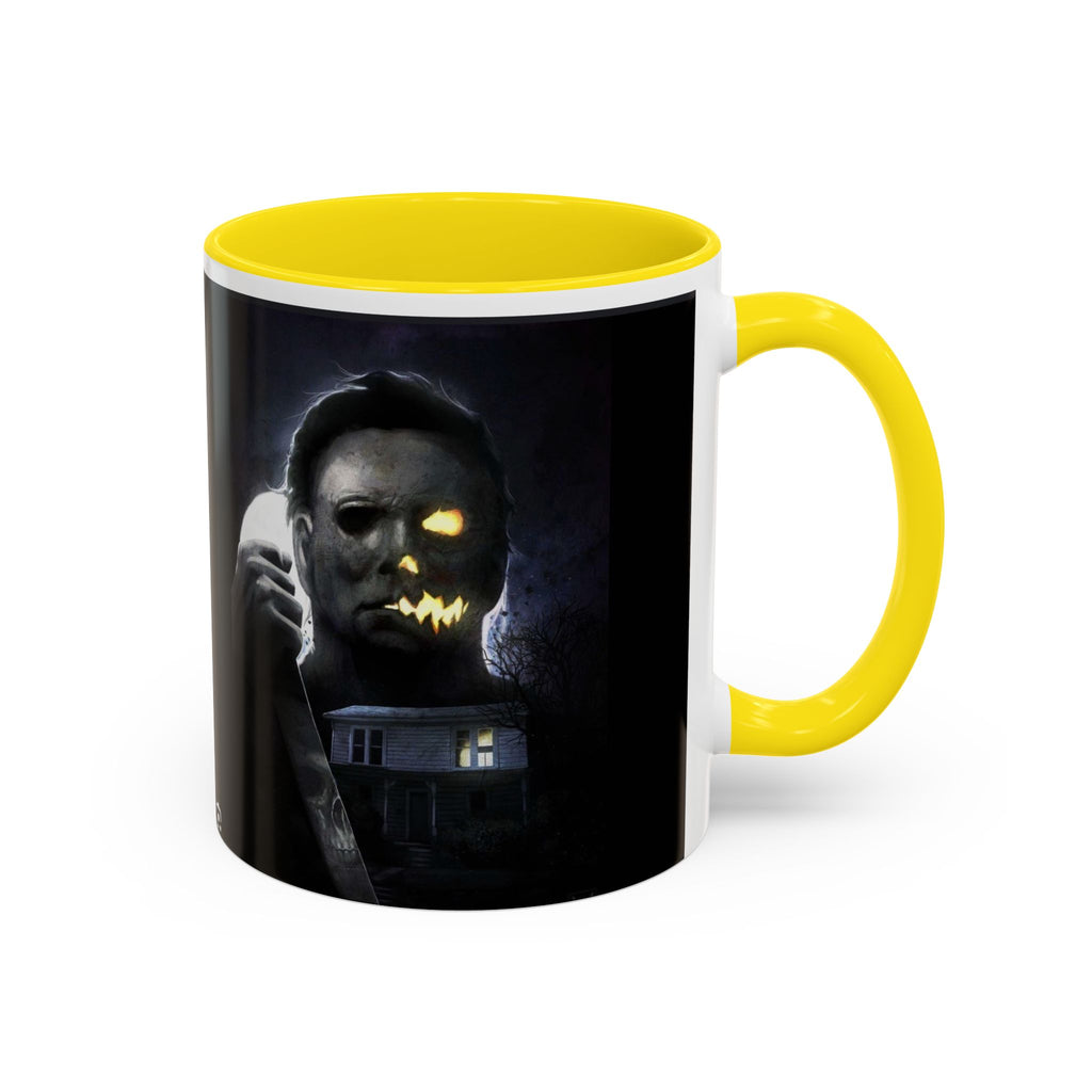 Halloween Michael Myers Accent Coffee Mug — Spooky Horror Movie Jack-O'-Lantern Face (11/15oz)