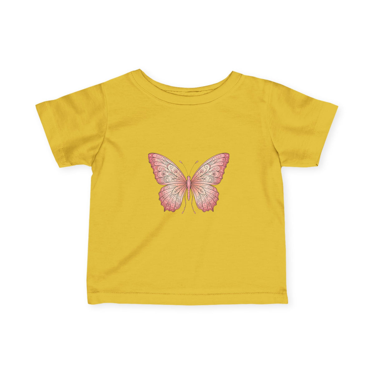 Infant Tee with Pink Watercolor Butterfly — Baby Girl Spring Floral Shirt