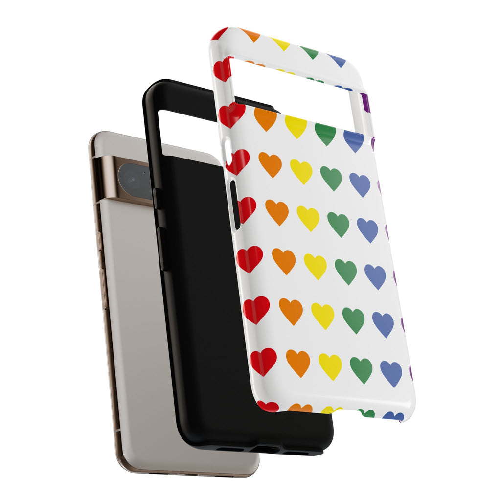 Rainbow Heart Tough Phone Case — Pride Pattern Protective Cover