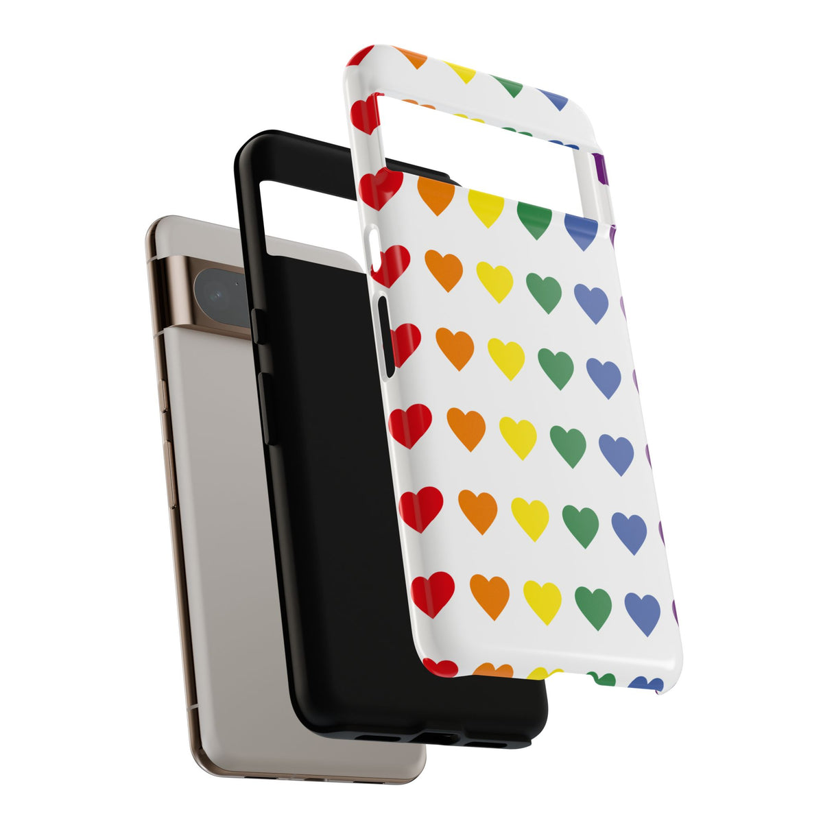 Rainbow Heart Tough Phone Case — Pride Pattern Protective Cover