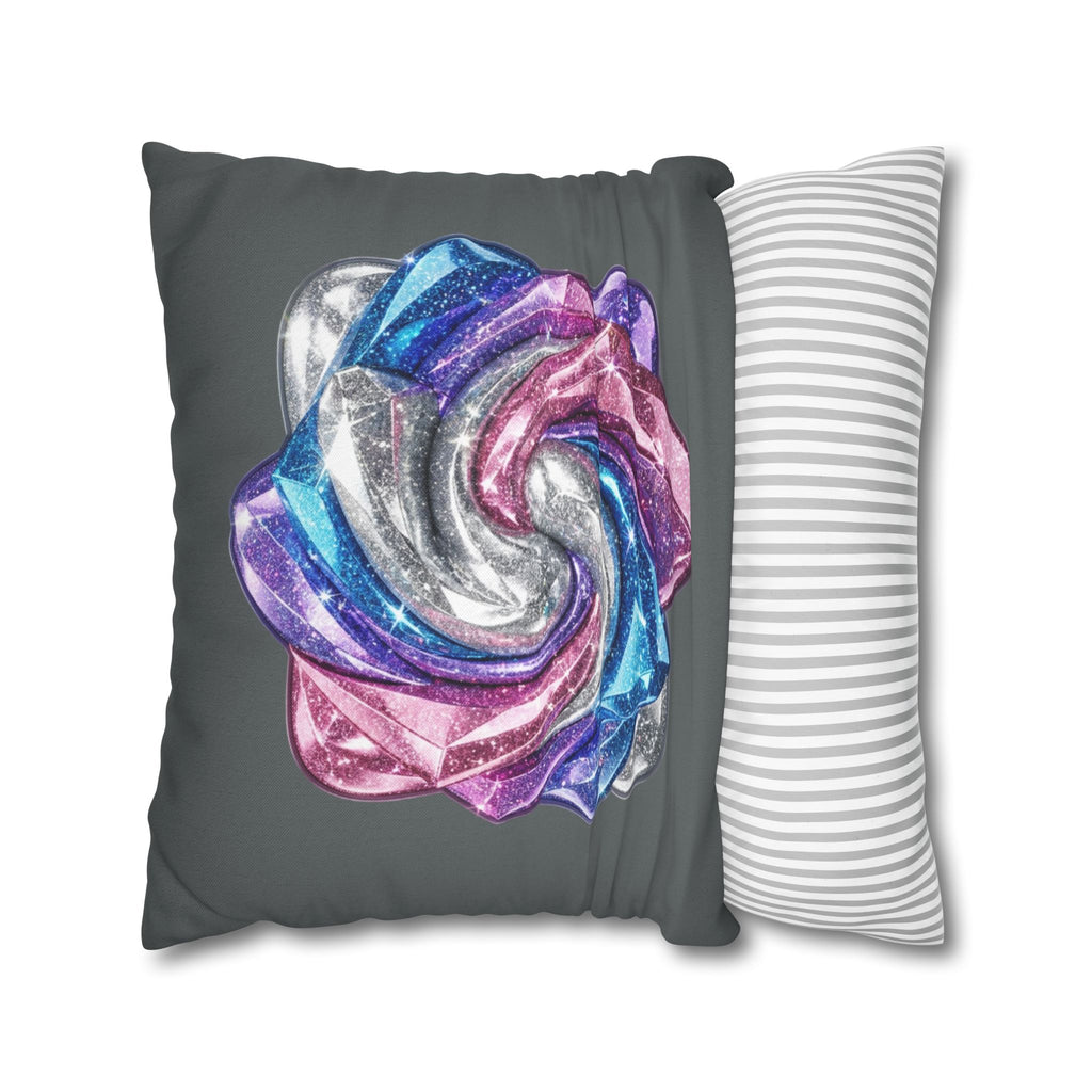 3D Glitter Design Dark Grey Spun Polyester Square Pillowcase