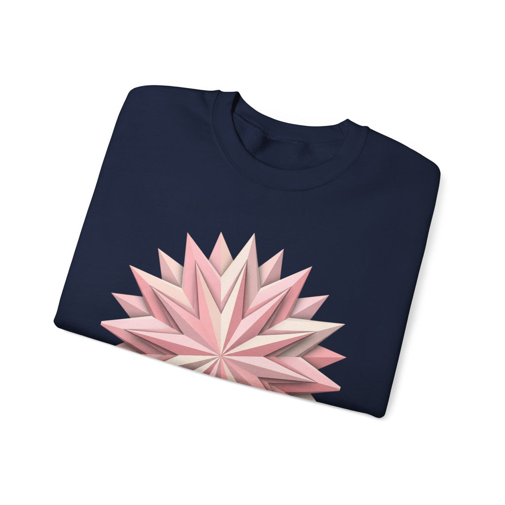 Starburst Polygon Crewneck Sweatshirt — Pink Geometric Floral Graphic