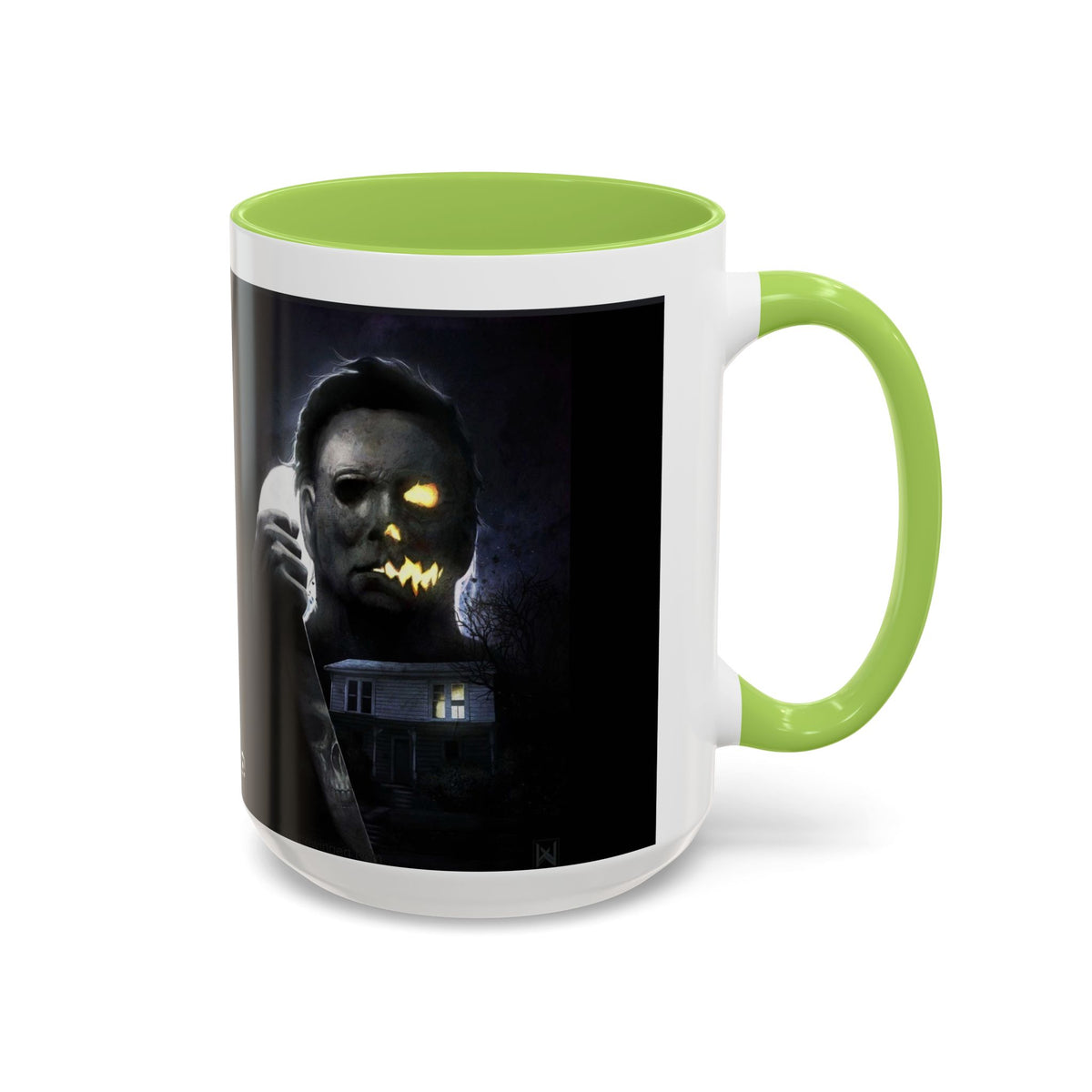Halloween Michael Myers Accent Coffee Mug — Spooky Horror Movie Jack-O'-Lantern Face (11/15oz)
