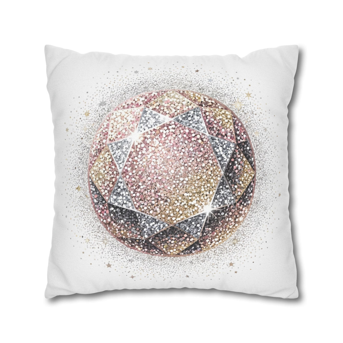 Glittery Spun Polyester Square Pillowcase- White