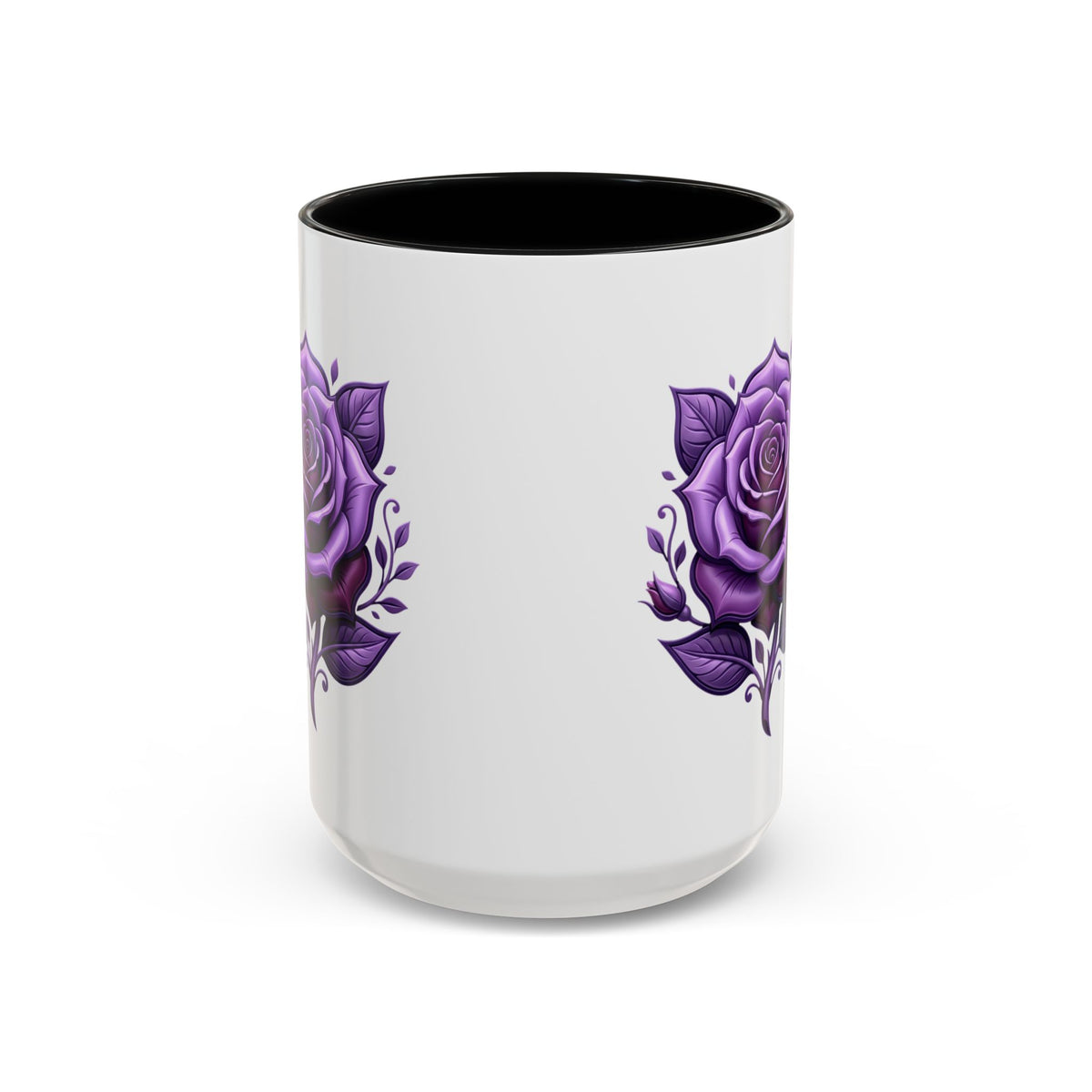 Purple Rose Accent Coffee Mug — Floral Gothic Tea Cup for Women & Gifts