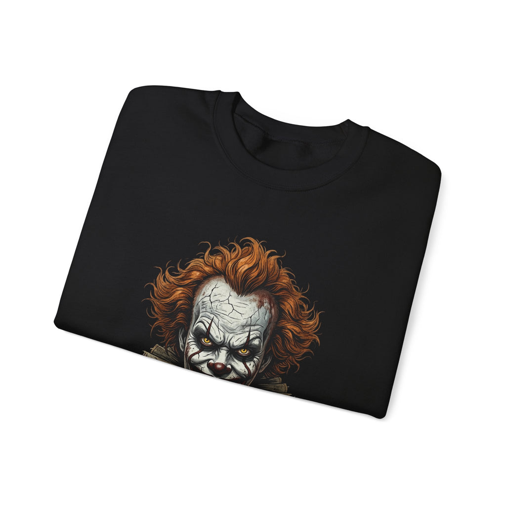 Creepy Clown Crewneck Sweatshirt – Horror Movie Inspired Graphic