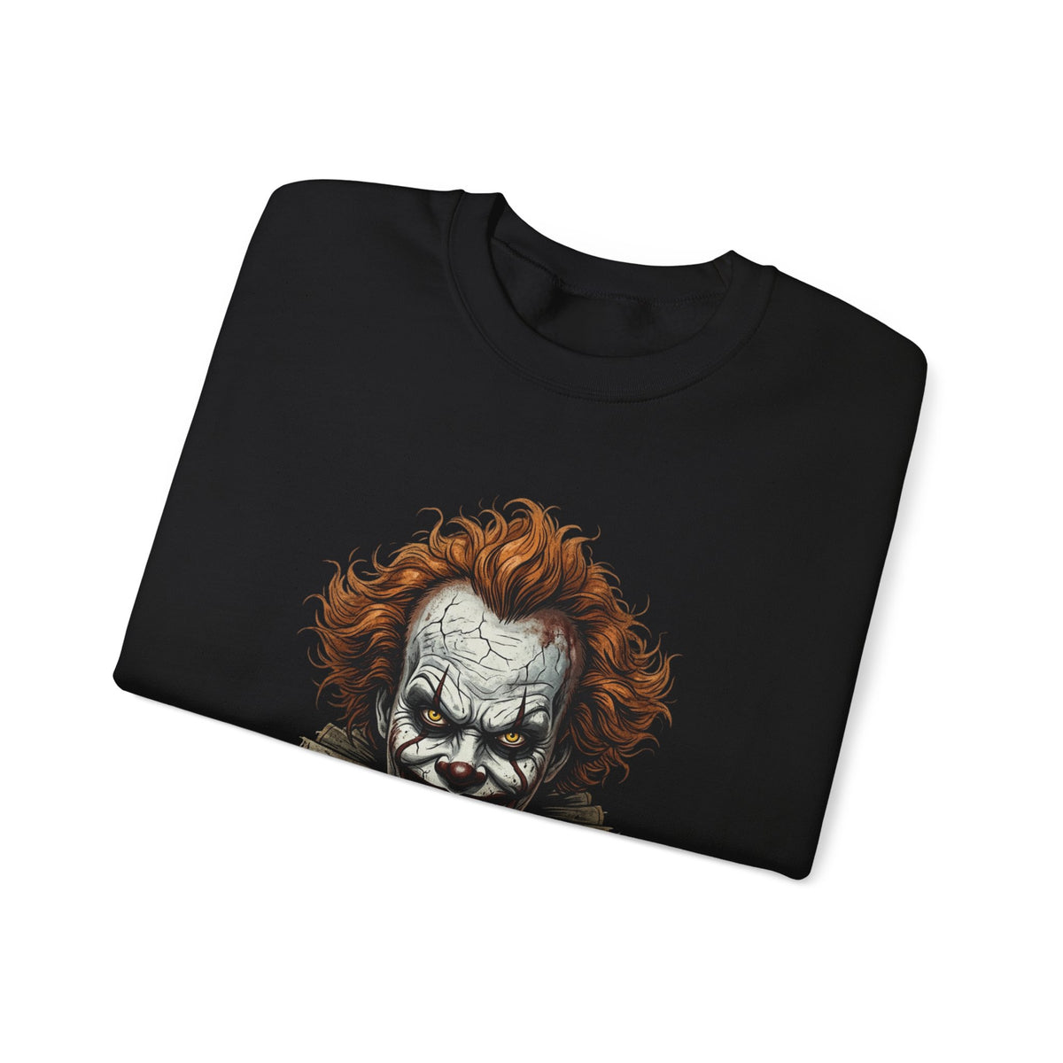 Creepy Clown Crewneck Sweatshirt – Horror Movie Inspired Graphic