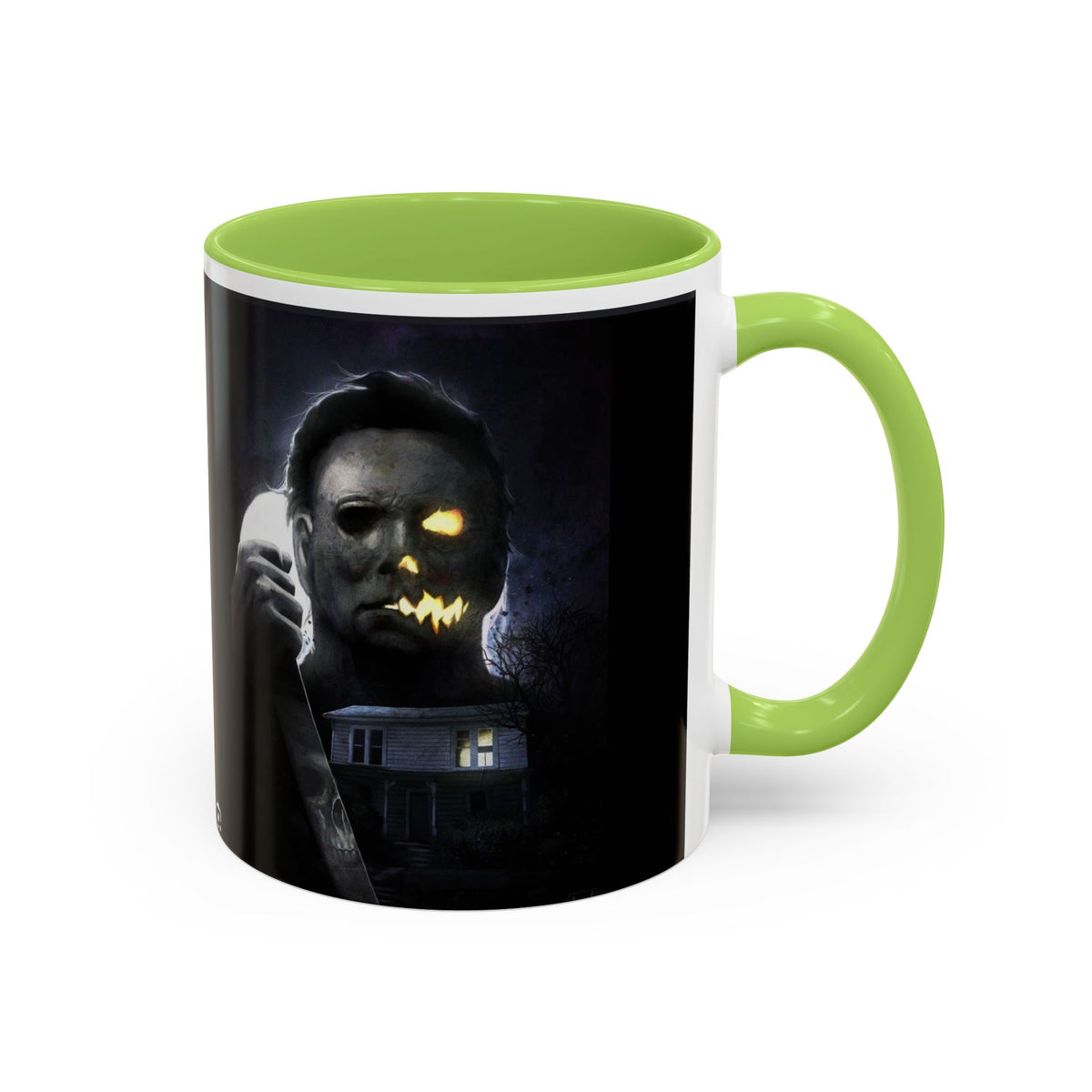 Halloween Michael Myers Accent Coffee Mug — Spooky Horror Movie Jack-O'-Lantern Face (11/15oz)