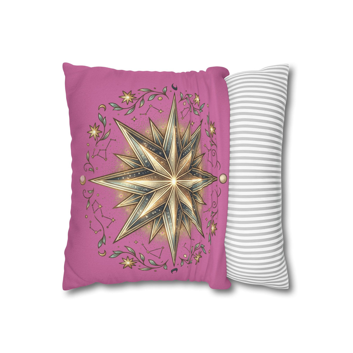 Star Print Light Pink Spun Polyester Square Pillowcase
