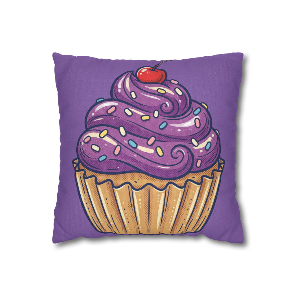 Cupcake Art Pillowcase — Purple Cupcake Decorative Throw Pillow Cover- Light Purple