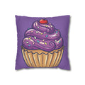 Cupcake Art Pillowcase — Purple Cupcake Decorative Throw Pillow Cover- Light Purple