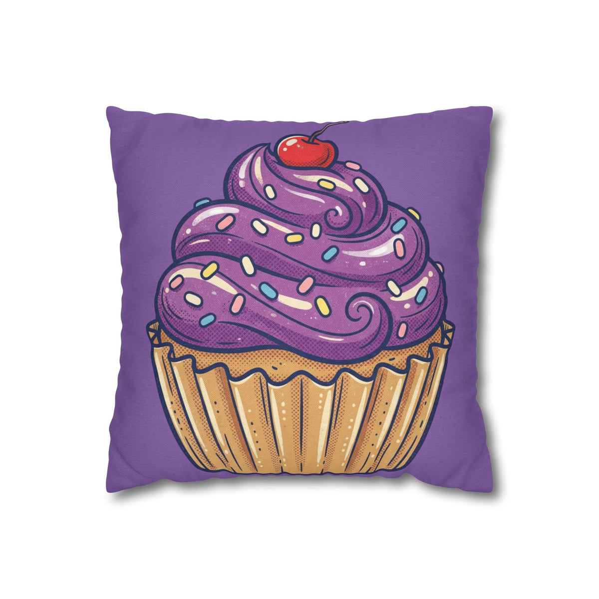 Cupcake Art Pillowcase — Purple Cupcake Decorative Throw Pillow Cover- Light Purple