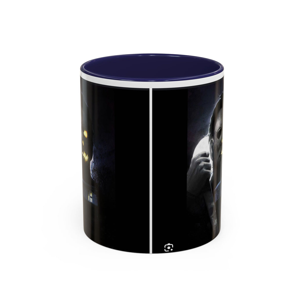 Halloween Michael Myers Accent Coffee Mug — Spooky Horror Movie Jack-O'-Lantern Face (11/15oz)