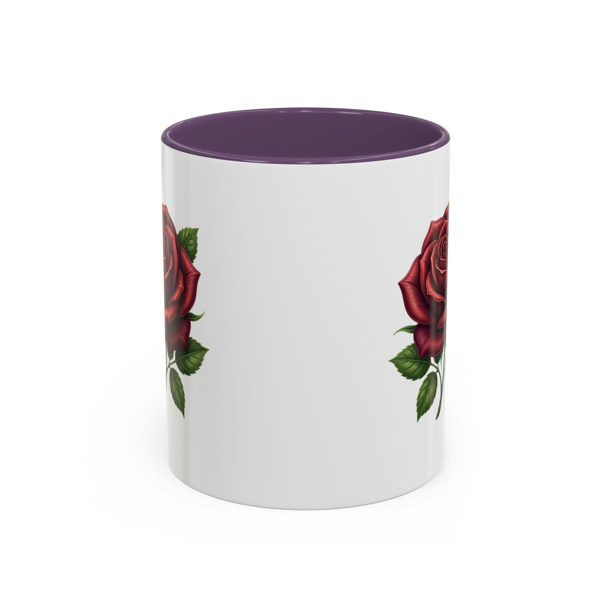 Red Rose Accent Coffee Mug — Floral Ceramic Coffee Cup (11/15oz)